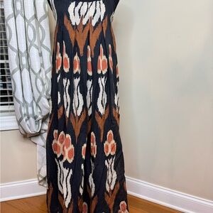 Elegant Black and Orange Patterned Dress